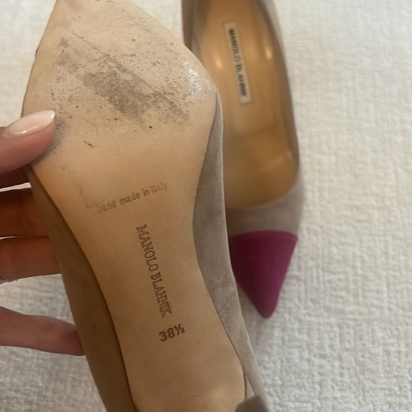 Manolo BLAHNIK beige and fuschia pointed pumps - Picture 2 of 4